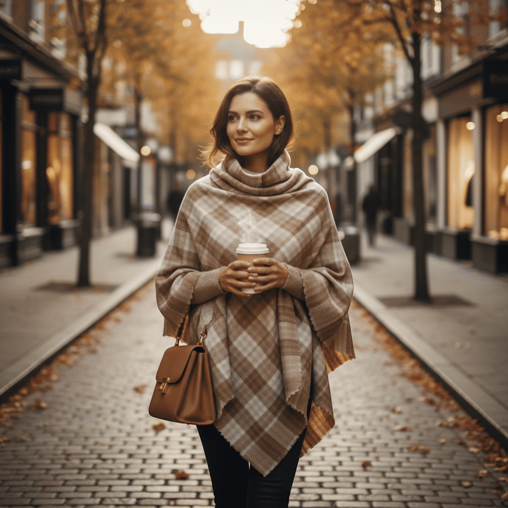 Beige Small Check Tartan Wrap